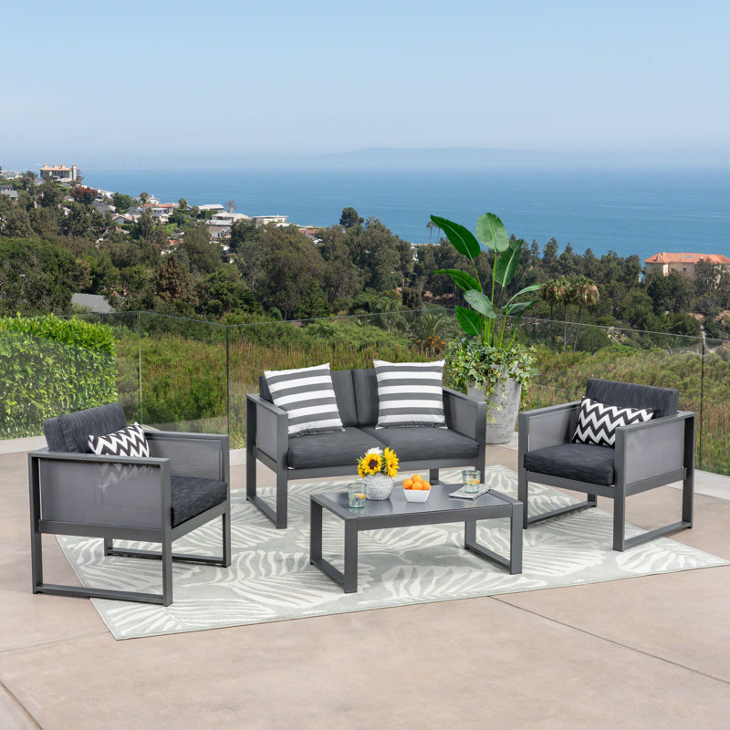 Glasgow 4 Piece Sofa Set with Cushions & Reviews AllModern